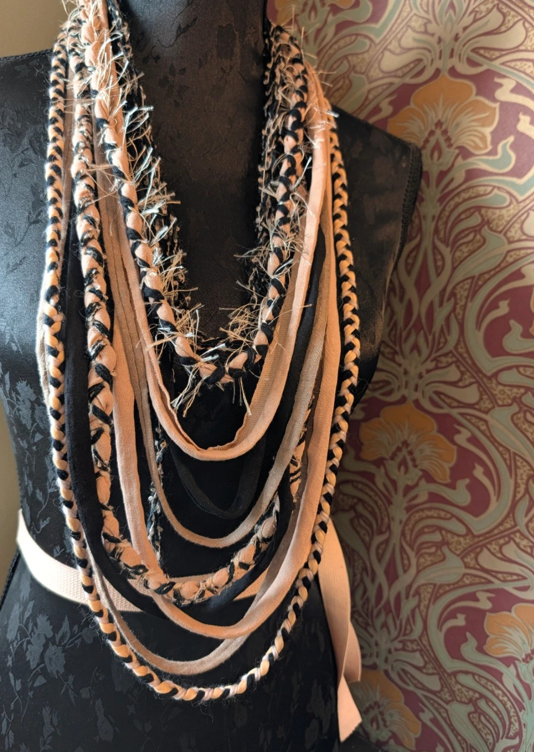 Serpentine, Handmade Witchy Boho Style Fabric Necklace