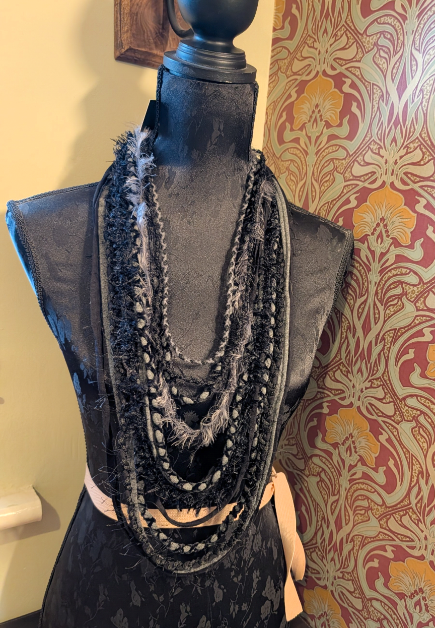 Storm Raven, Handmade Gothic necklace, unique style, grey and black colour palette