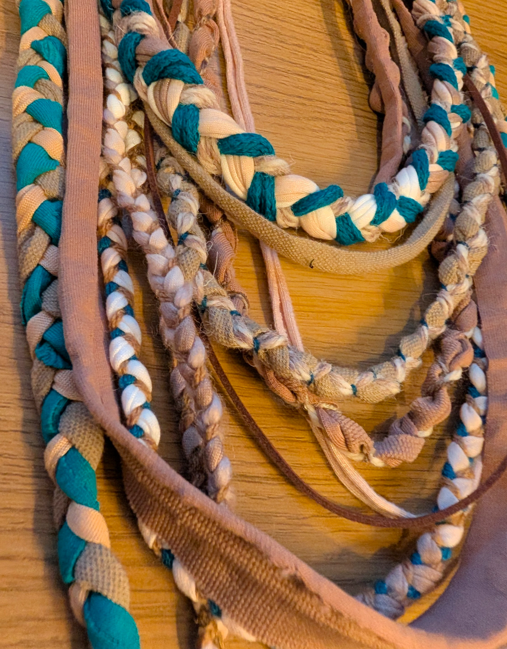 Free Spirit, Handmade Grunge/Boho Fabric Necklace in Festival Teal