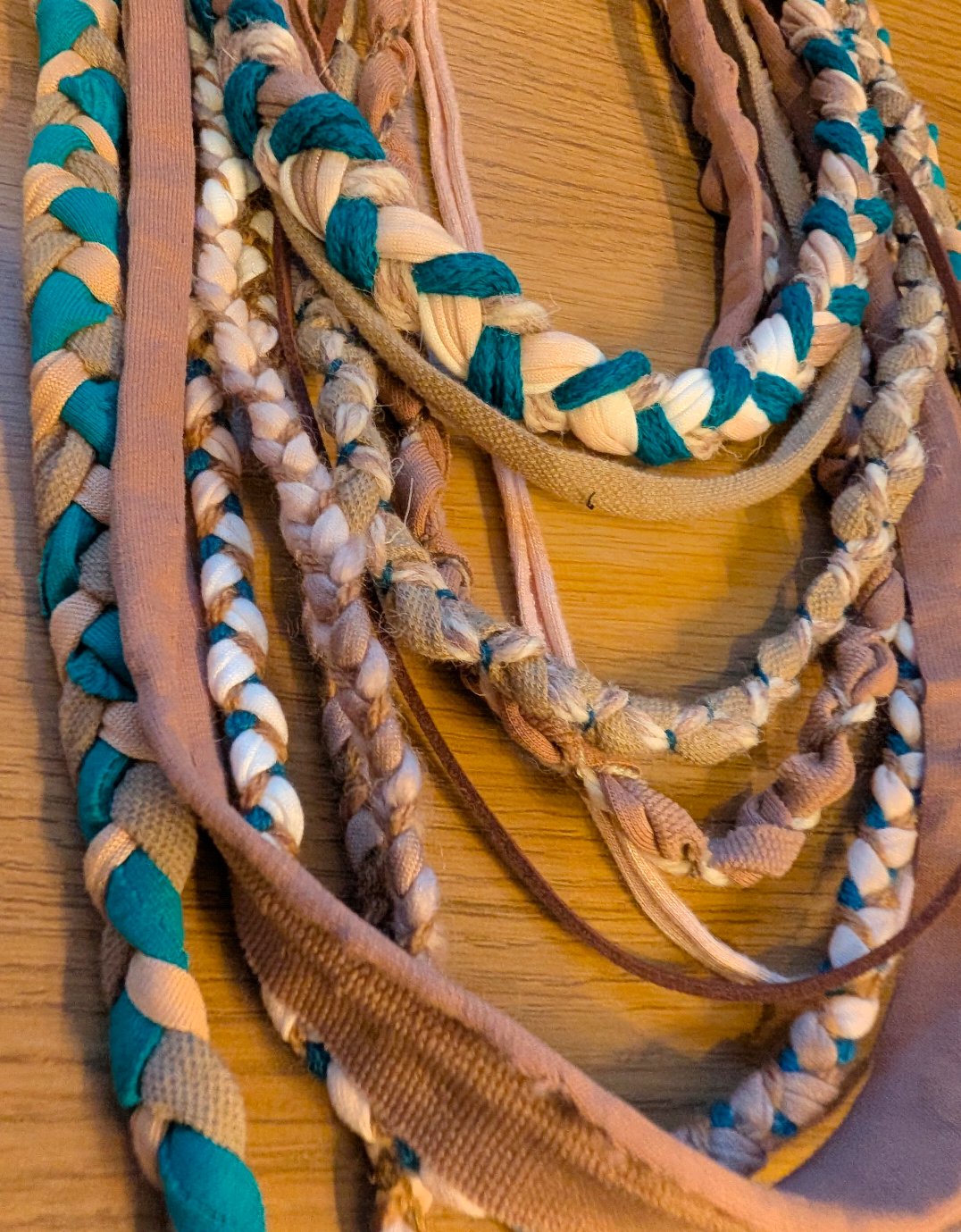 Free Spirit, Handmade Grunge/Boho Fabric Necklace in Festival Teal