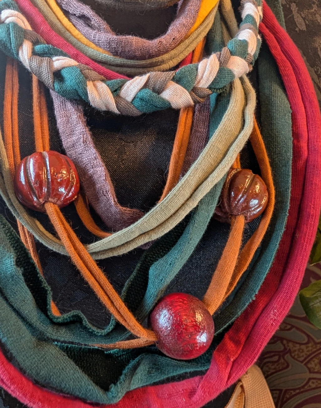 August Rosehip, Forestcore Indie, Nature inspired, Upcycled Infinity Scarf
