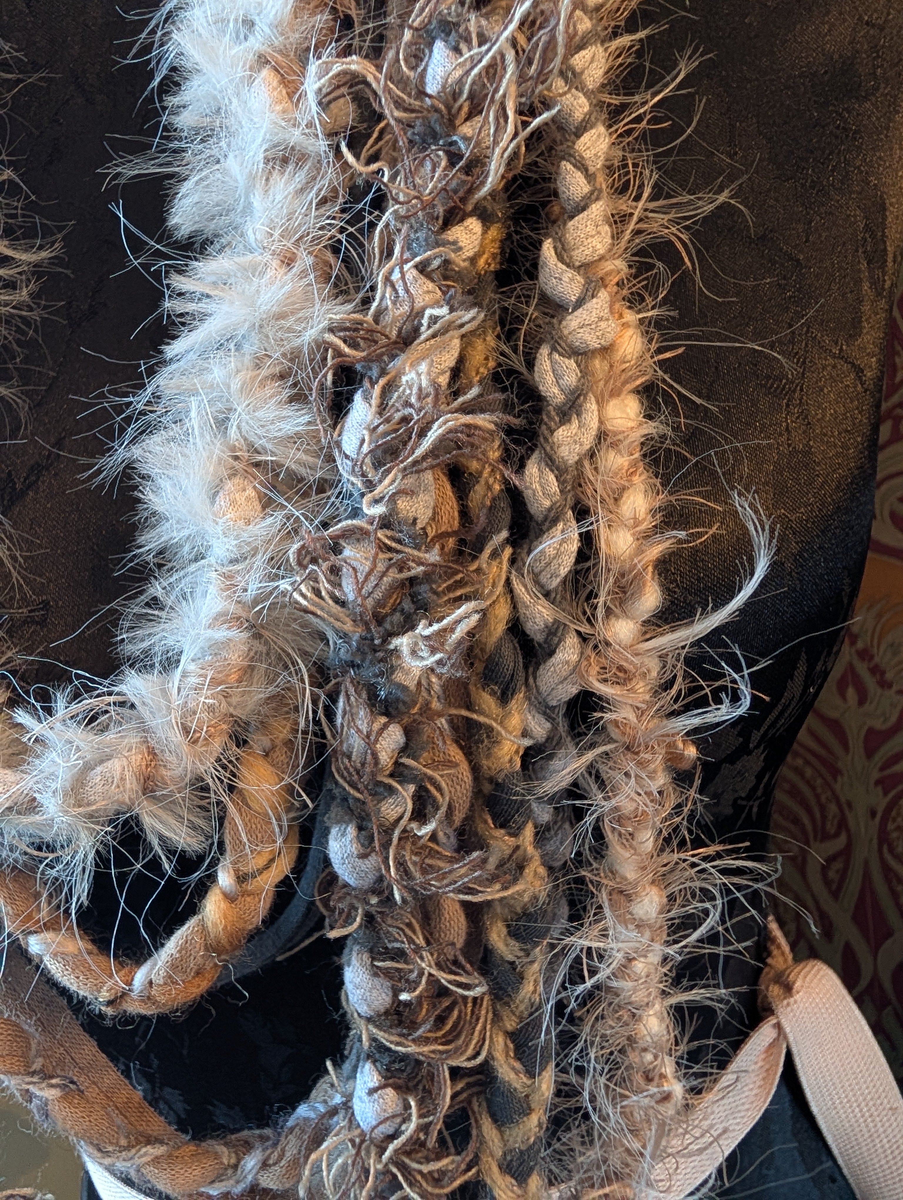 Viking Lagertha Statement Piece, fabric necklace handmade, upcycled & unique