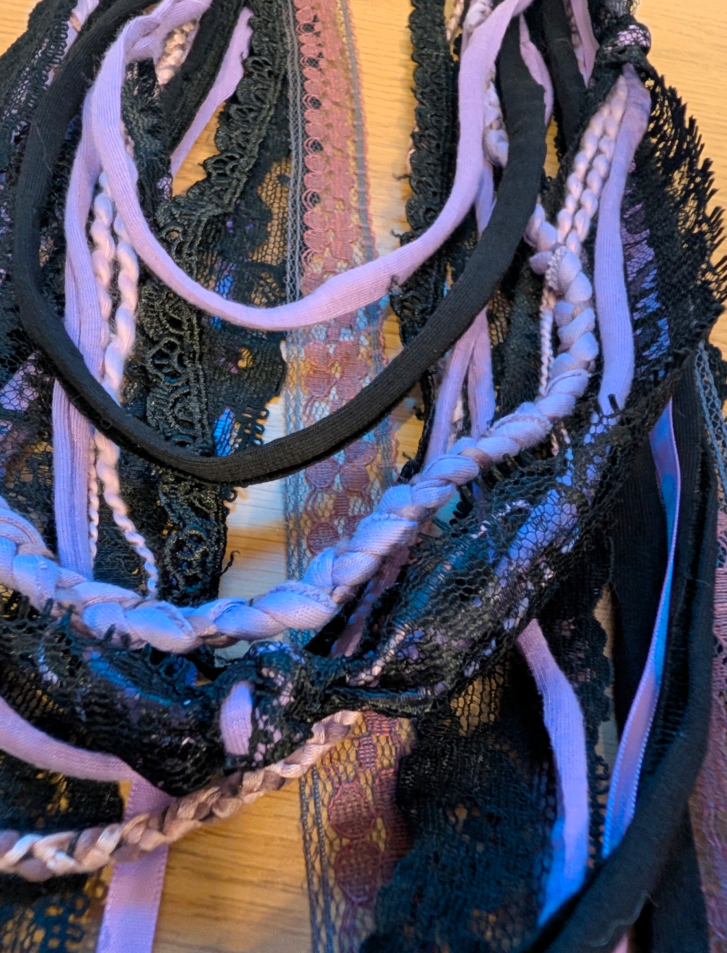 Whimsigoth Lilac, Vintage Style Handmade Fabric Necklace