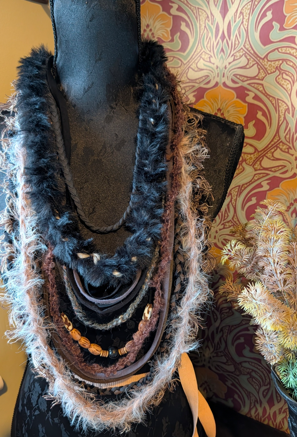 Shamanic, Handmade Statement Fabric Necklace/Infinity Scarf