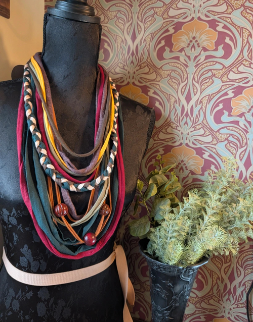August Rosehip, Forestcore Indie, Nature inspired, Upcycled Infinity Scarf