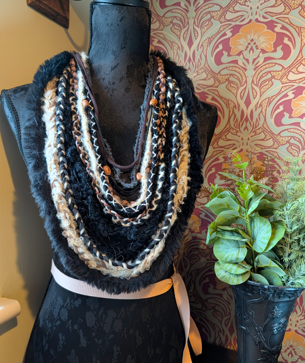 Viking Warrior, Unique Handmade Fabric Necklace/Scarf, Statement Piece