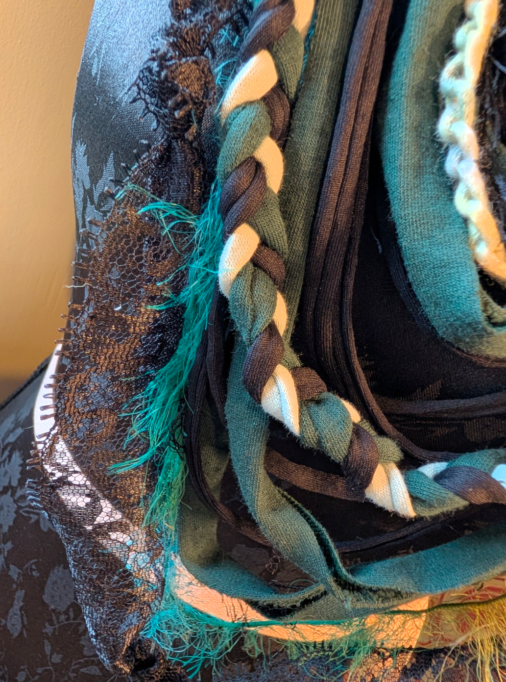 Absinthe, Unique Handmade Gothic Fabric Necklace