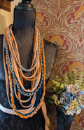 Tropical Sunset, Boho Style Upcycled, Handcrafted Fabric Neclace