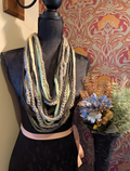 Green Meadow, Upcycled Crocheted Infinity Scarf