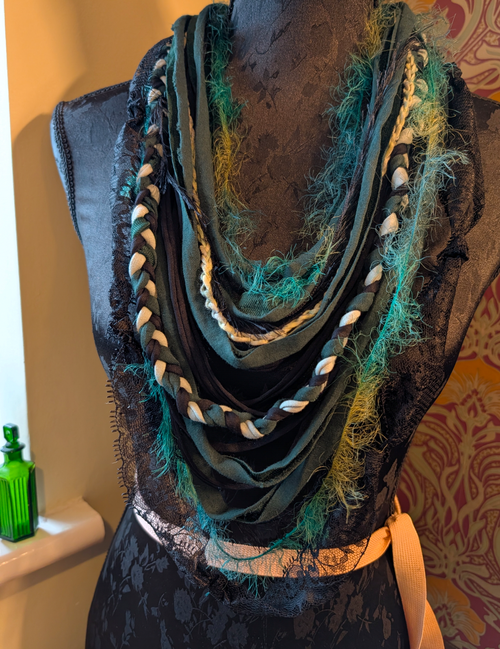 Absinthe, Unique Handmade Gothic Fabric Necklace