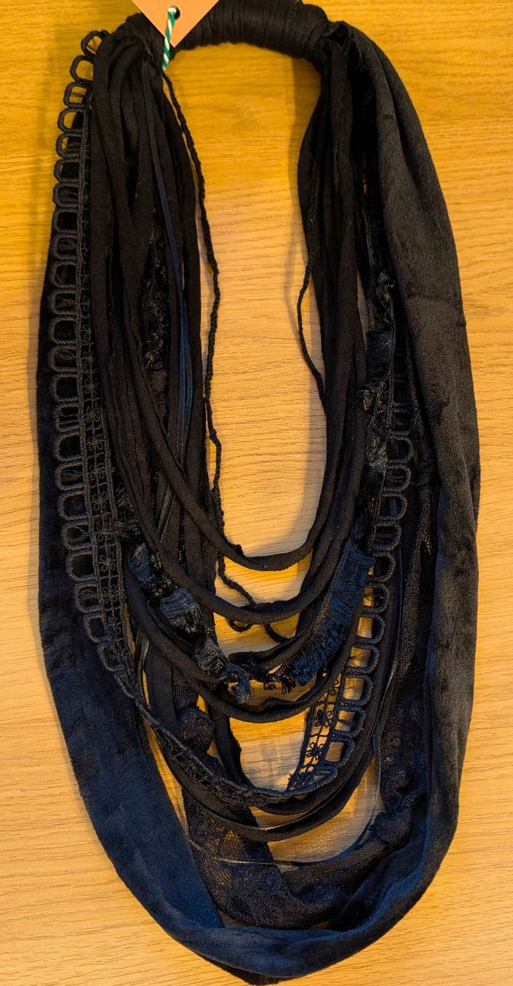 Victorian Jet, Trad. Goth Design Handmade Infinity Scarf