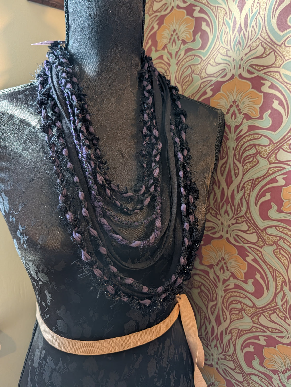 Belladonna, Beautiful Gothic Boho Style Fabric Necklace