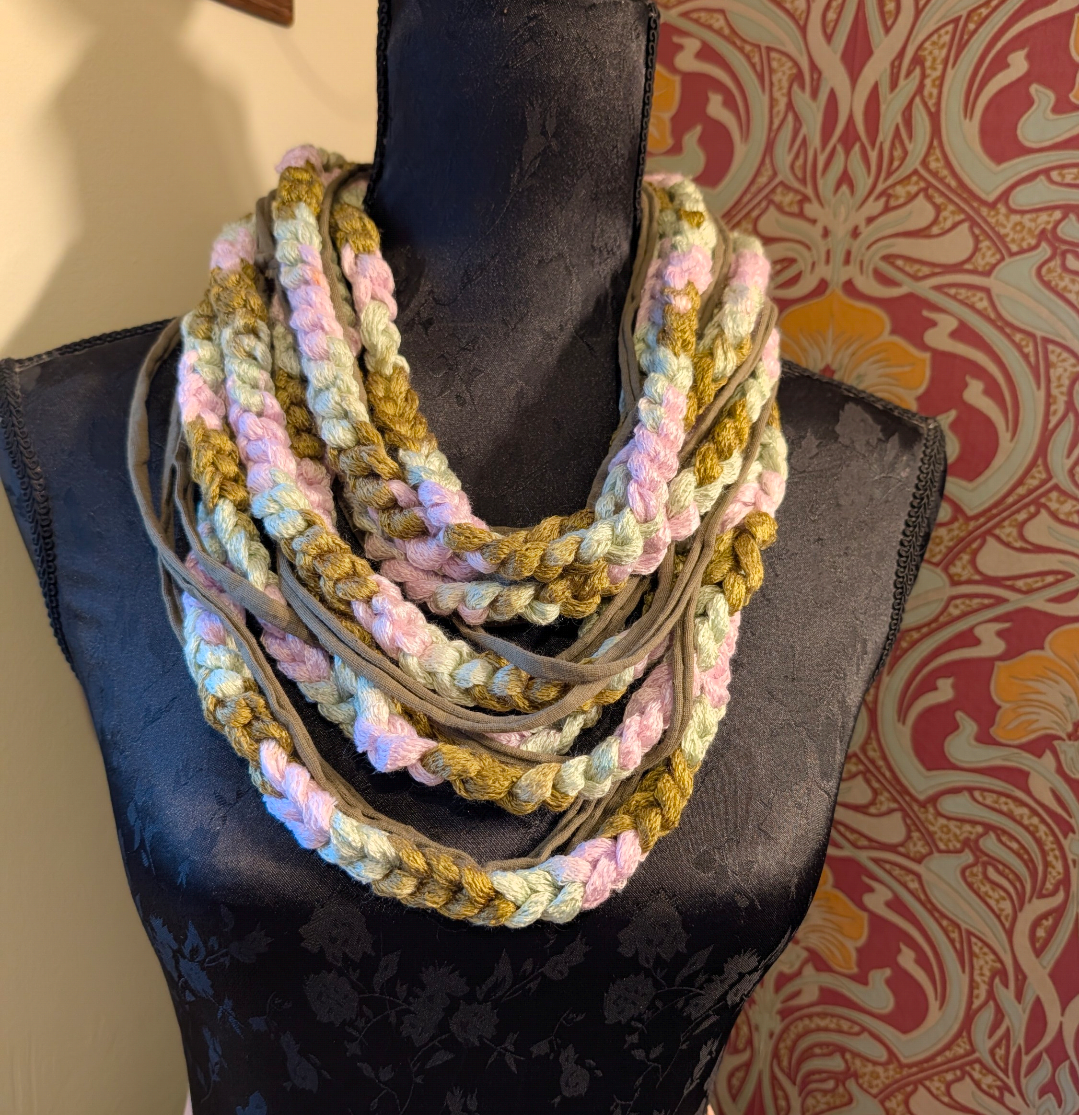 Fern & Blossom Chain Crocheted Infinity Scarf