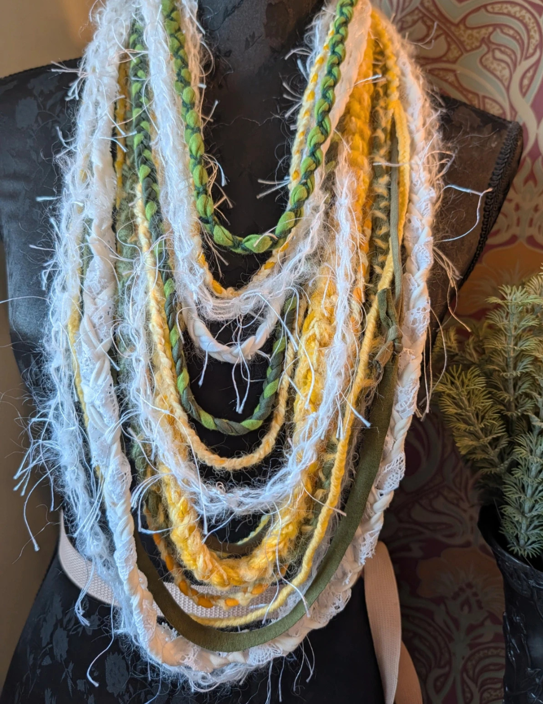 Daisy Chain, Boho Style, Hippie, floral inspired handmade fabric necklace