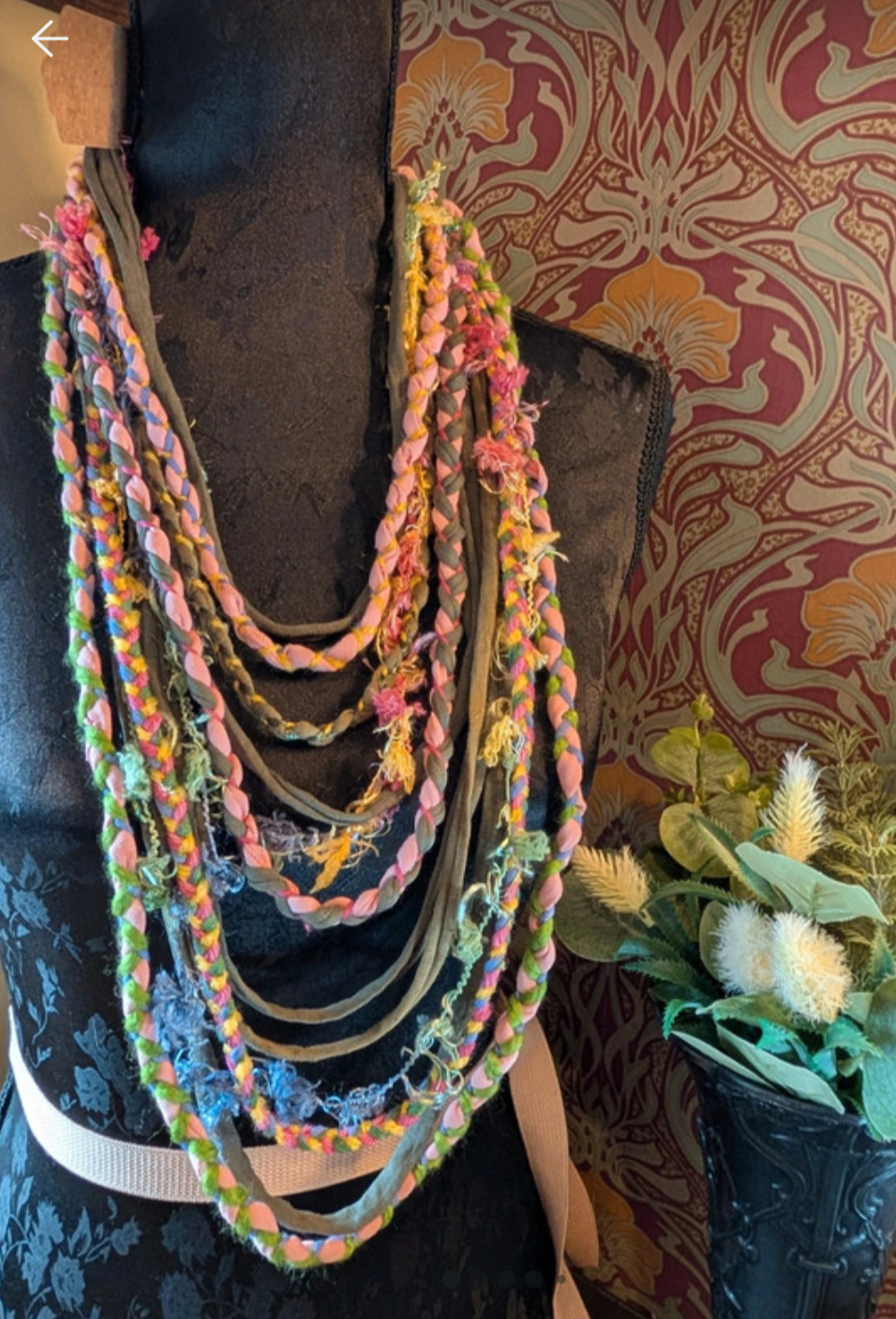 Fairy Garden, Fairycore, Floral, Beltane Inspired Pastel Fabric Necklace