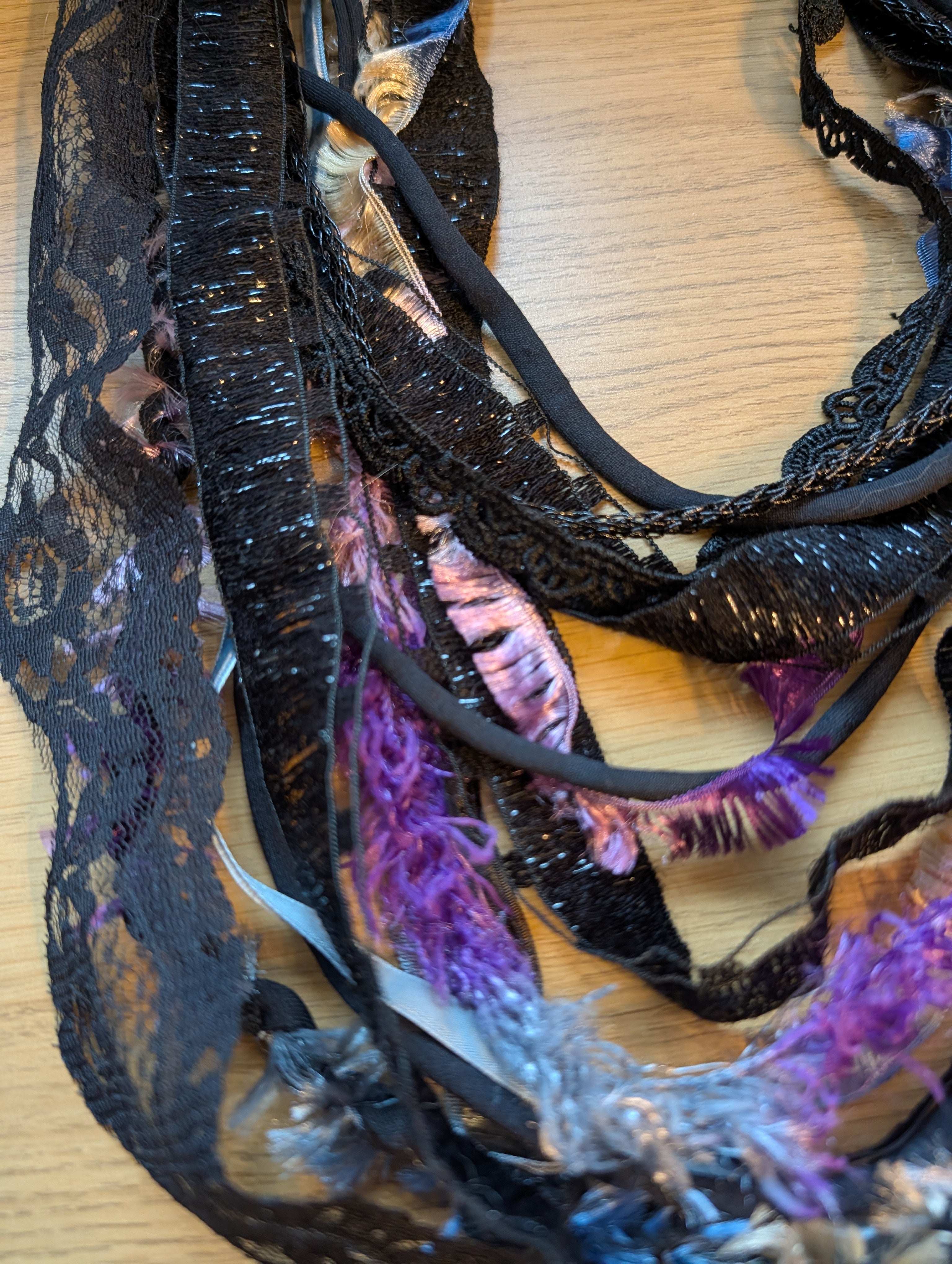 Whimsigoth Pastels, Gothic Style Unique Upcycled Fabric Necklace