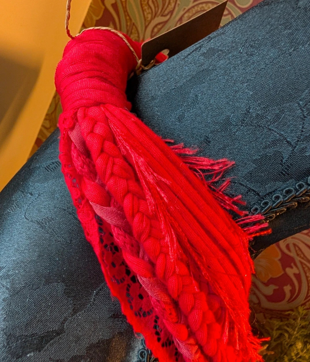 Cherry, Boho style Infinity Scarf or Fabric Necklace