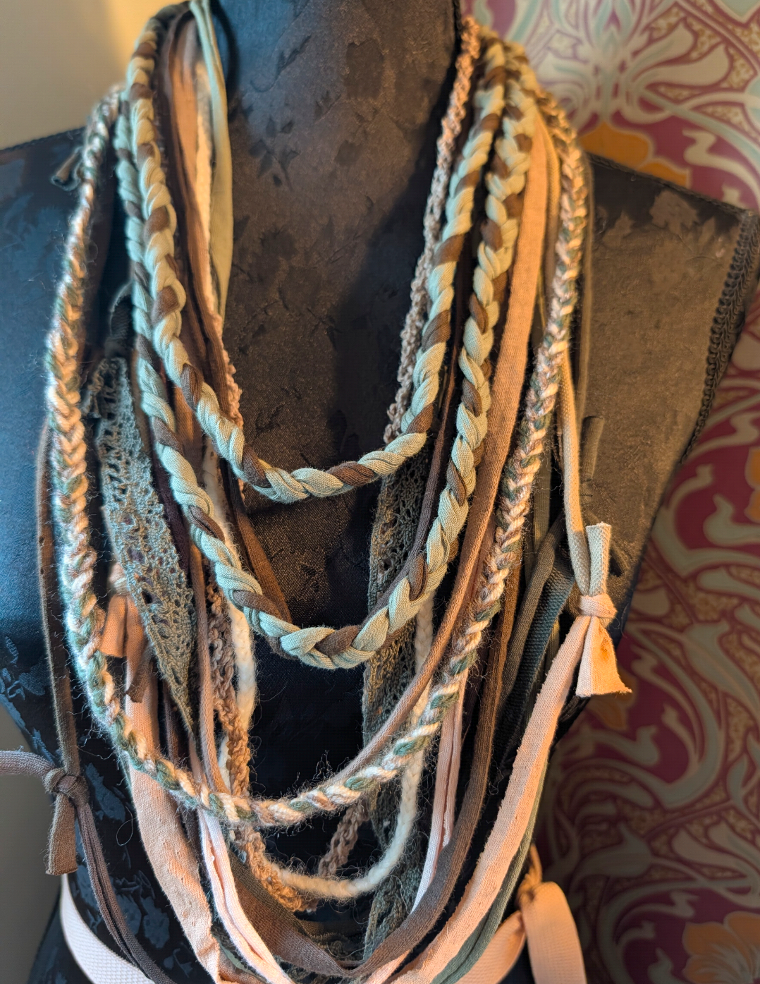 Hazel, Boho Grunge Style Fabric Necklace made from sustainably sourced materials