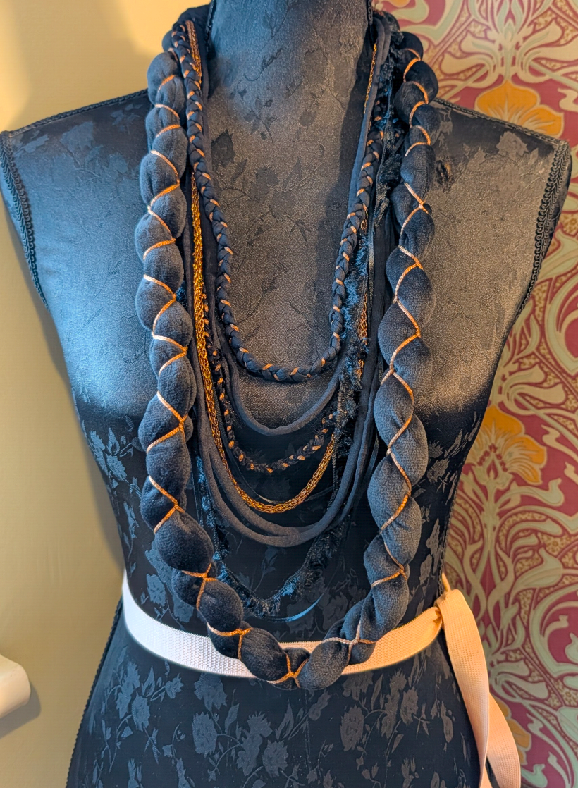 Elizabeth, Handmade Tudor Inspired Fabric Necklace