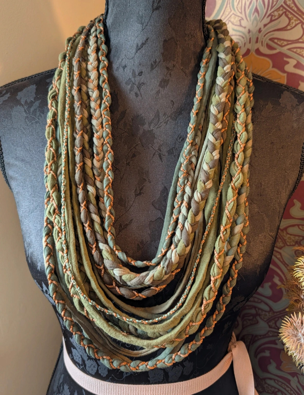 Verdigris, Boho Indie/Grunge Style infinity scarf, handmade & upcycled