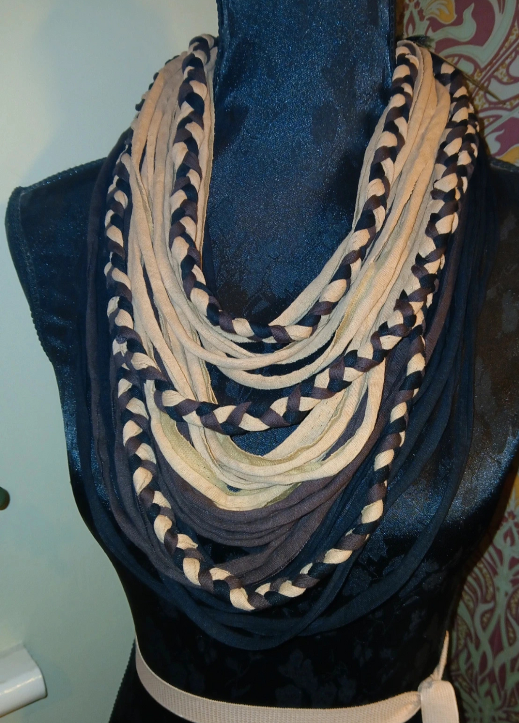 Oak, Boho Style Recycled T-shirt Yarn Scarf