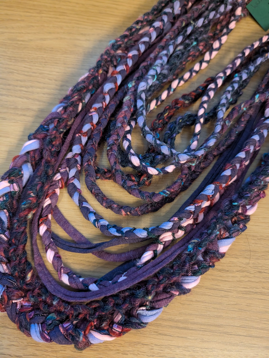 Enchanted Heather, beautiful Boho layered scarf in natural hues of purple and pink, handmade & totally unique