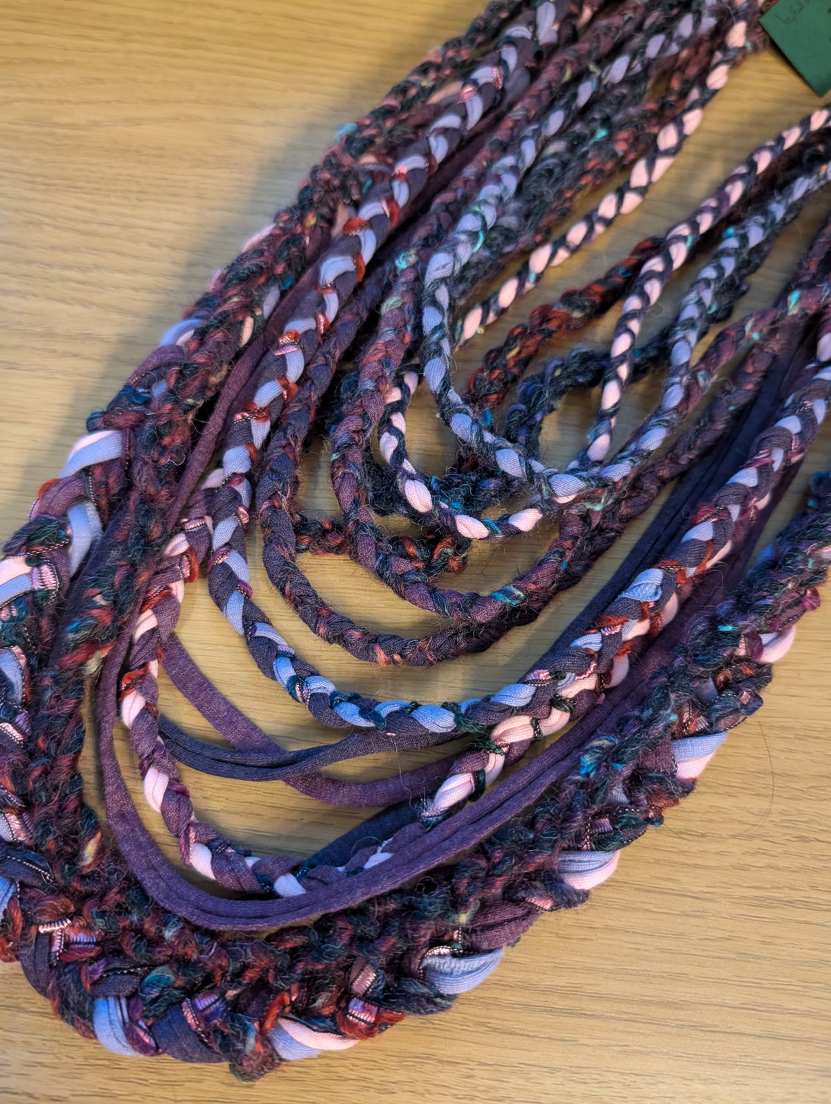 Enchanted Heather, beautiful Boho layered scarf in natural hues of purple and pink, handmade & totally unique