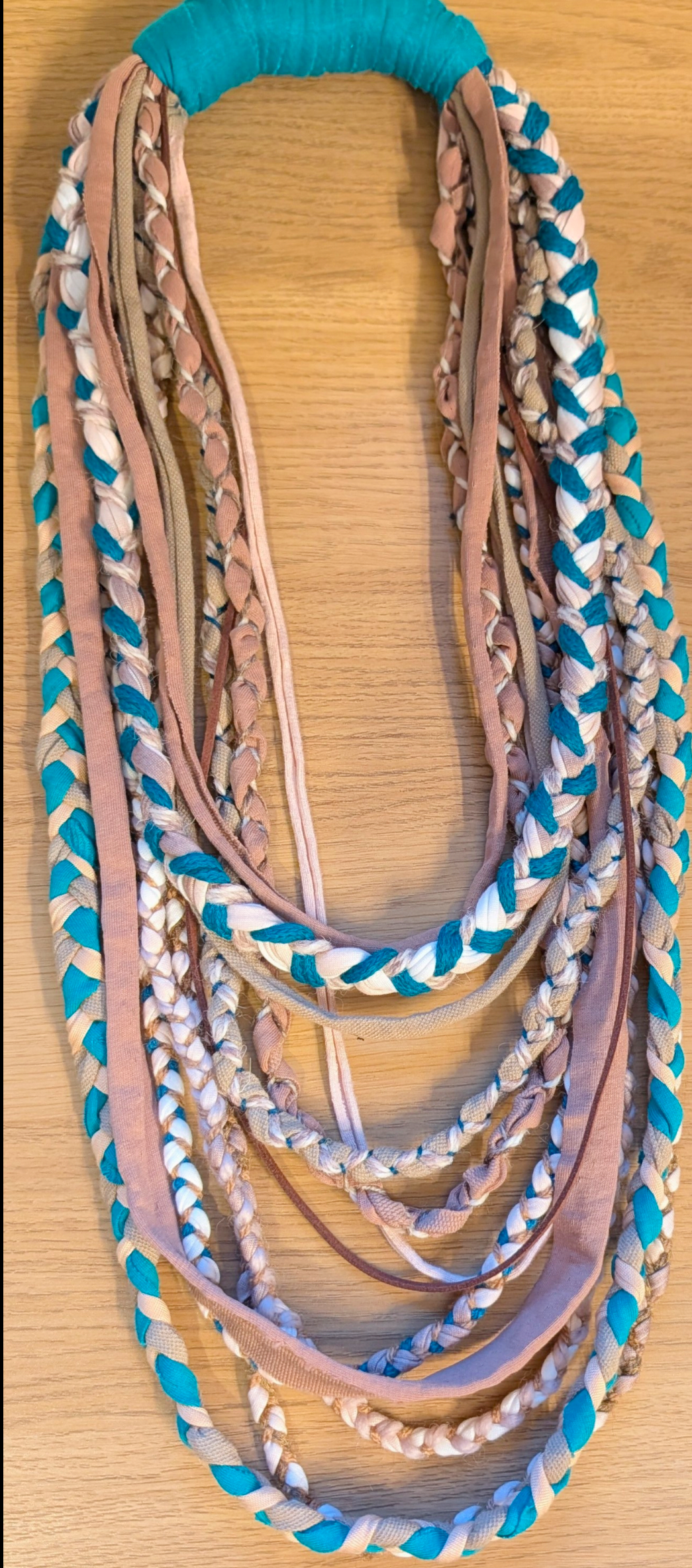 Free Spirit, Handmade Grunge/Boho Fabric Necklace in Festival Teal