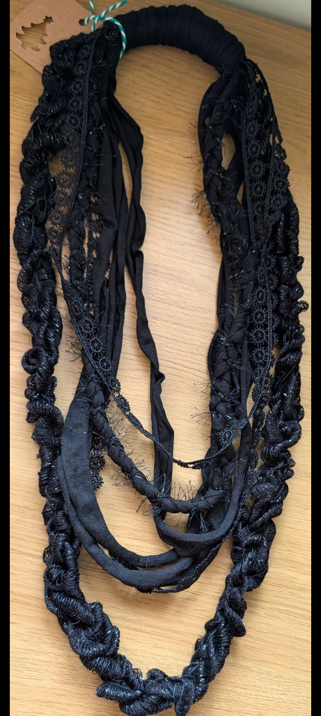 Obsidian, Gothic Statement Fabric Necklace