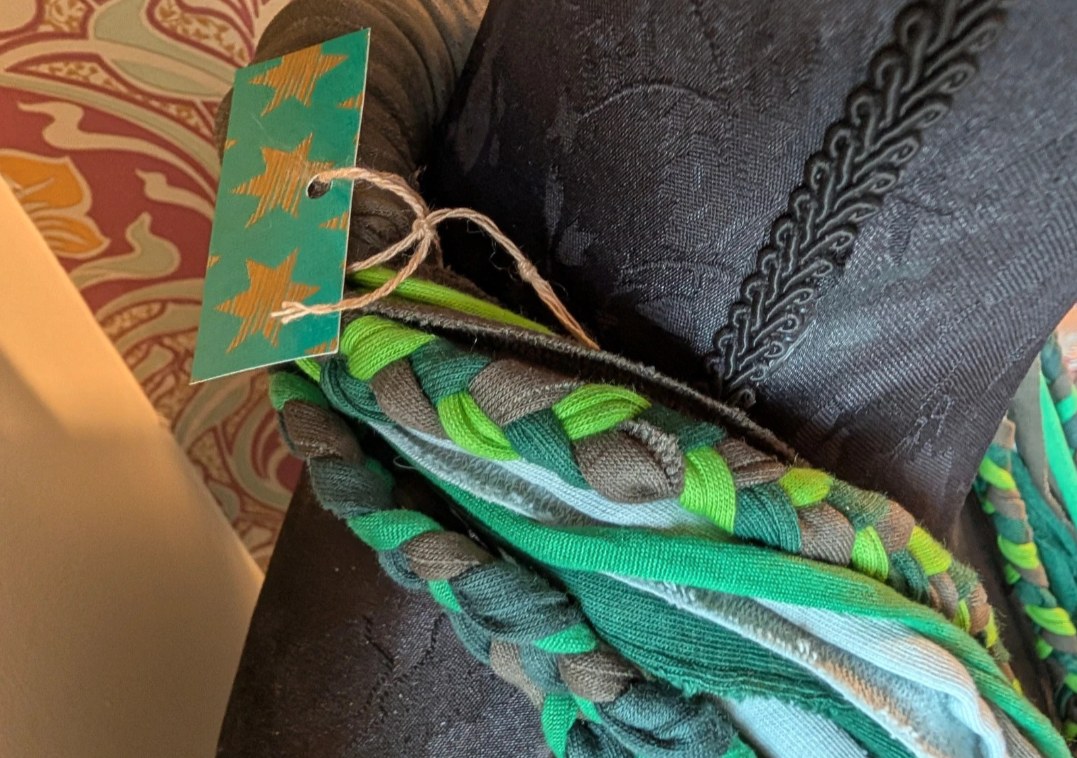 Apple, A bohemian style, handmade, infinity scarf suitable for Vegans