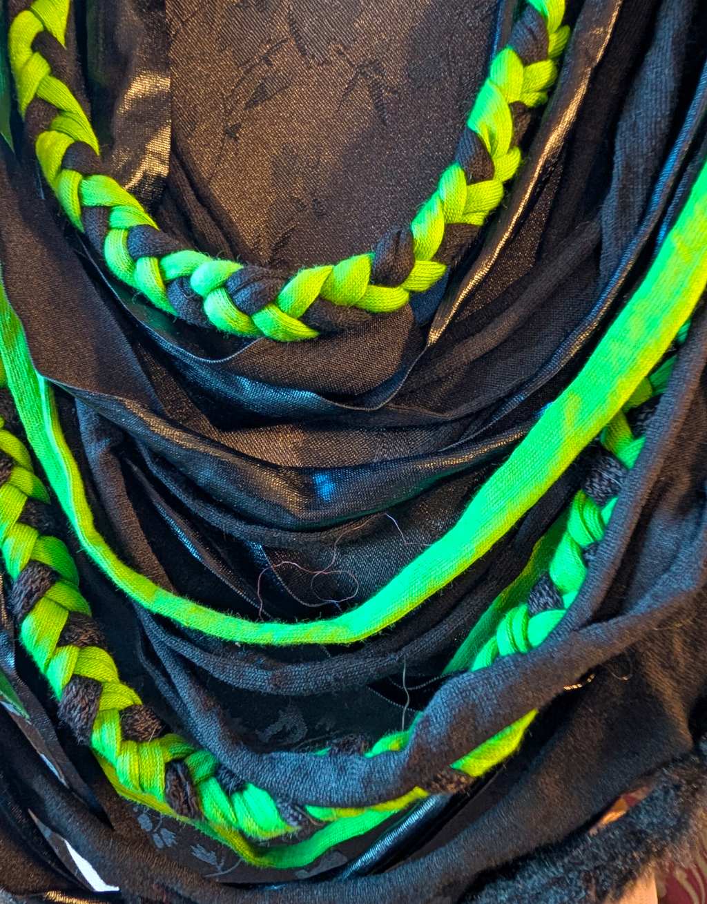 Cyber Goth Green Unique Handmade Gothic Infinity Scarf