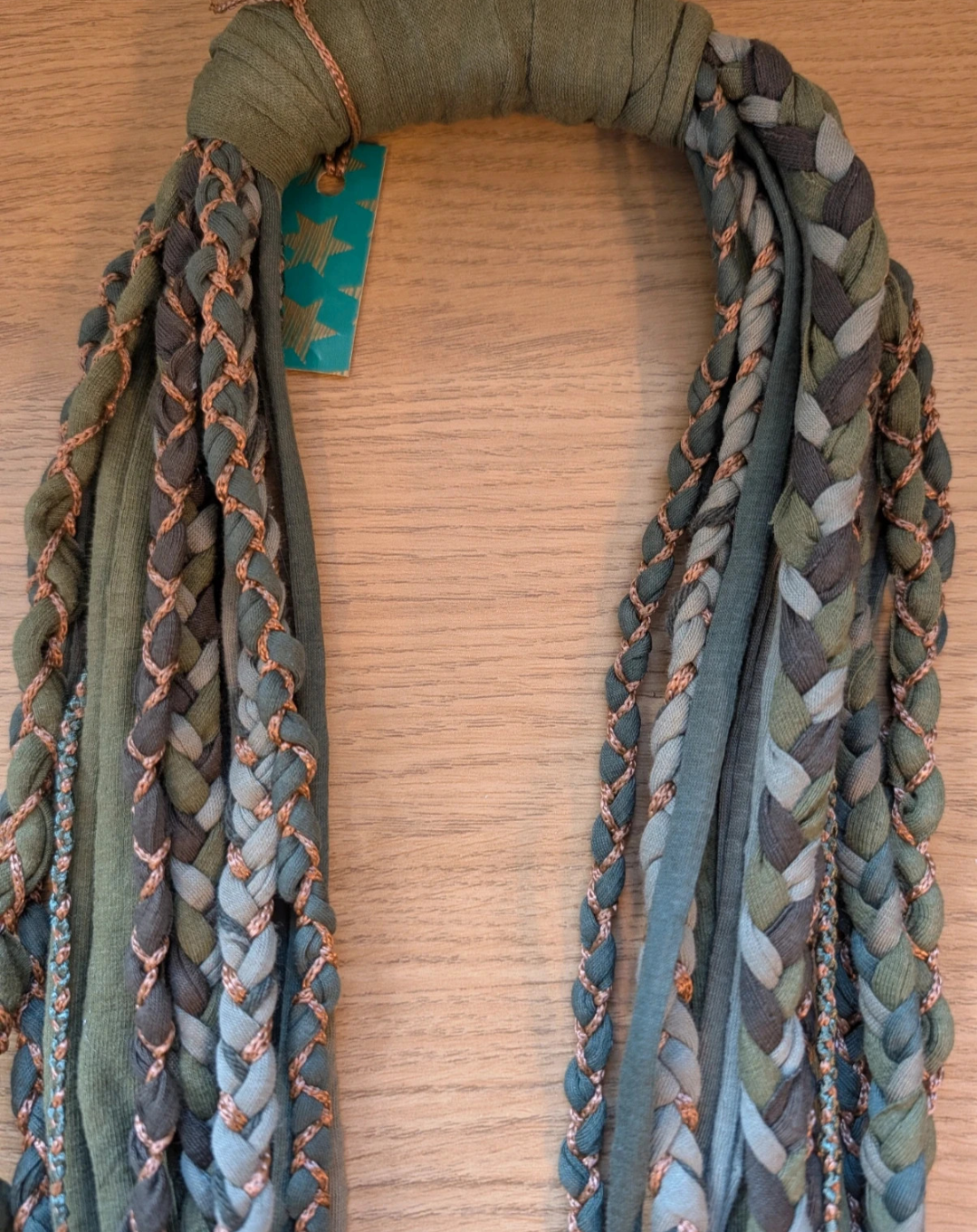 Verdigris, Boho Indie/Grunge Style infinity scarf, handmade & upcycled
