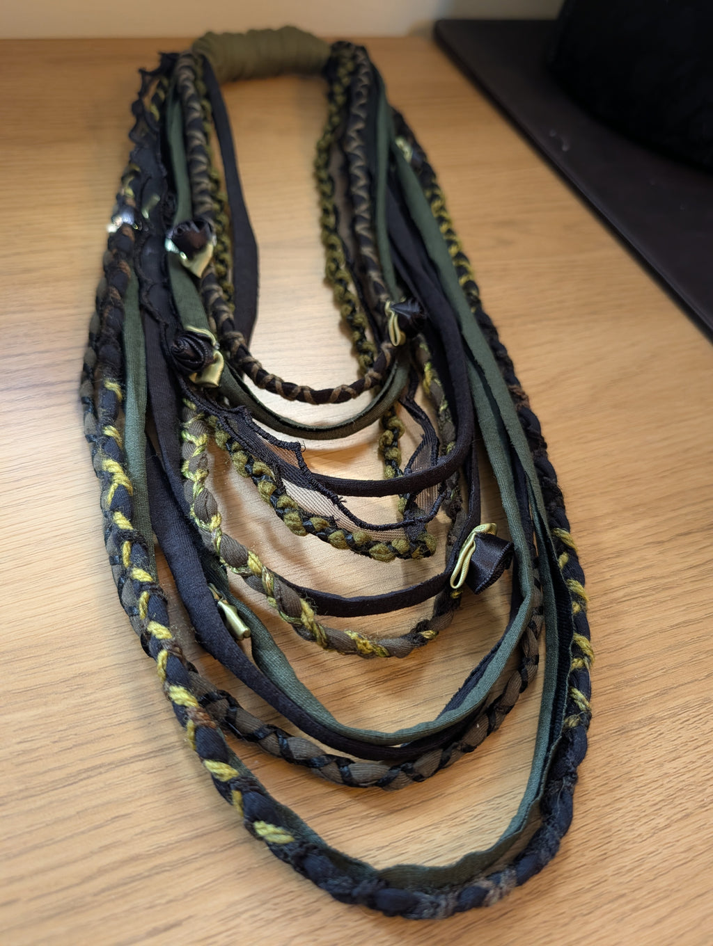Ebony Rose & Sage, Gothic / Forestcore Fabric Necklace, A beautiful, handmade Gift