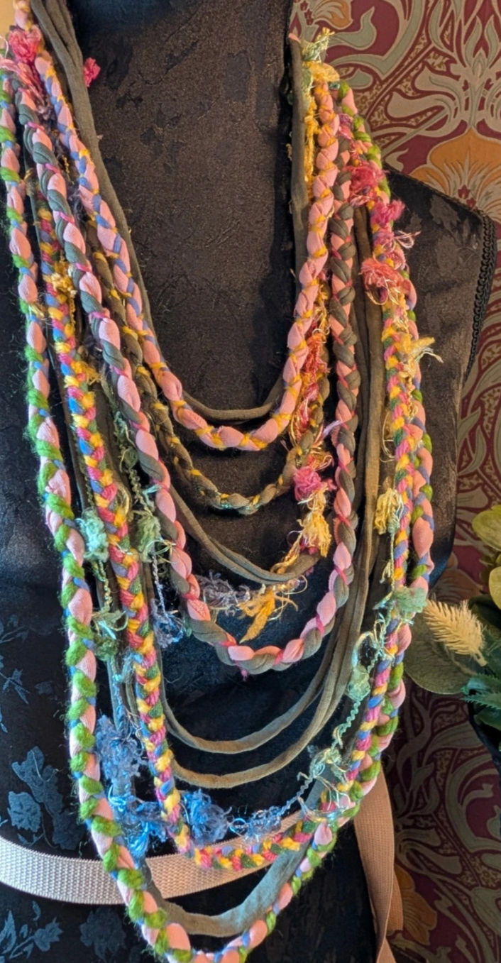Fairy Garden, Fairycore, Floral, Beltane Inspired Pastel Fabric Necklace
