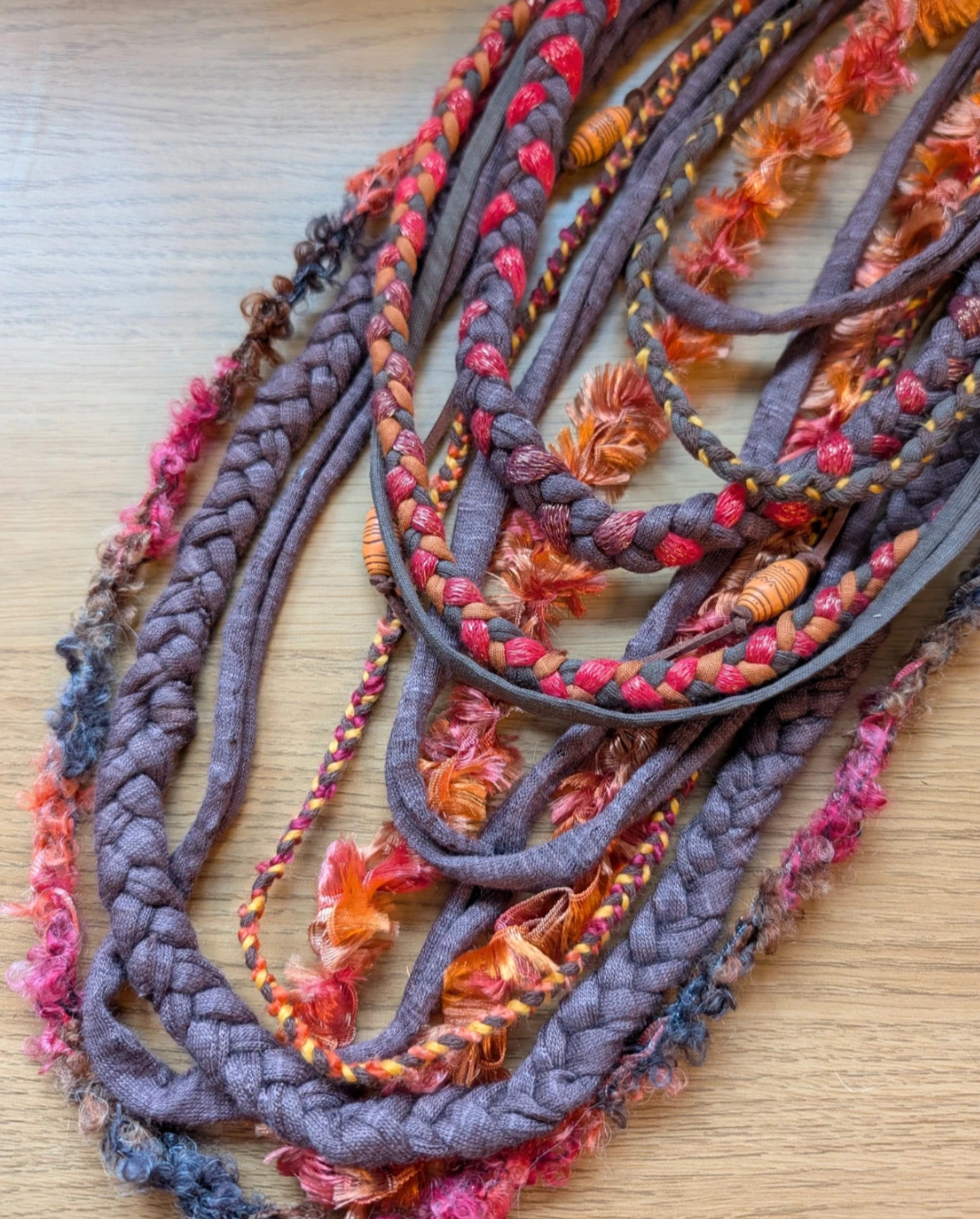 Carnelian, Witchy, Bohemian Style Stone inspired fabric necklace
