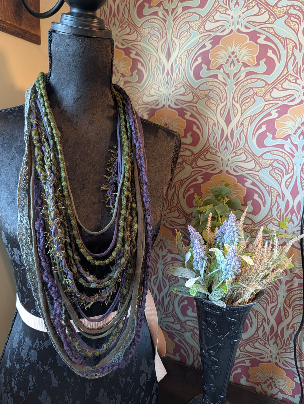 Moss & Mulberry Handmade Fabric Necklace Boho Eco Fashion