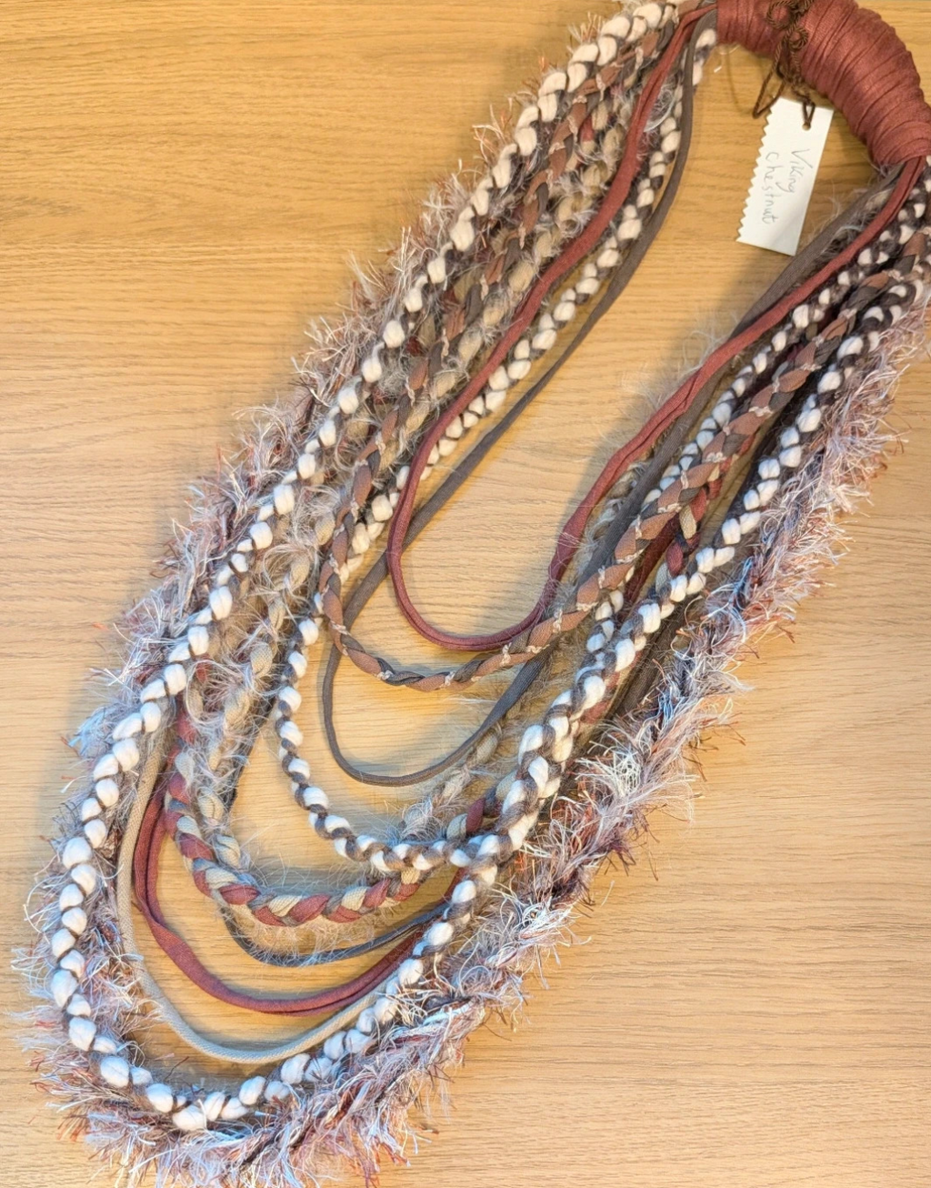 Viking Madder Root, Viking inspired fabric necklace, unique upcycled statement piece