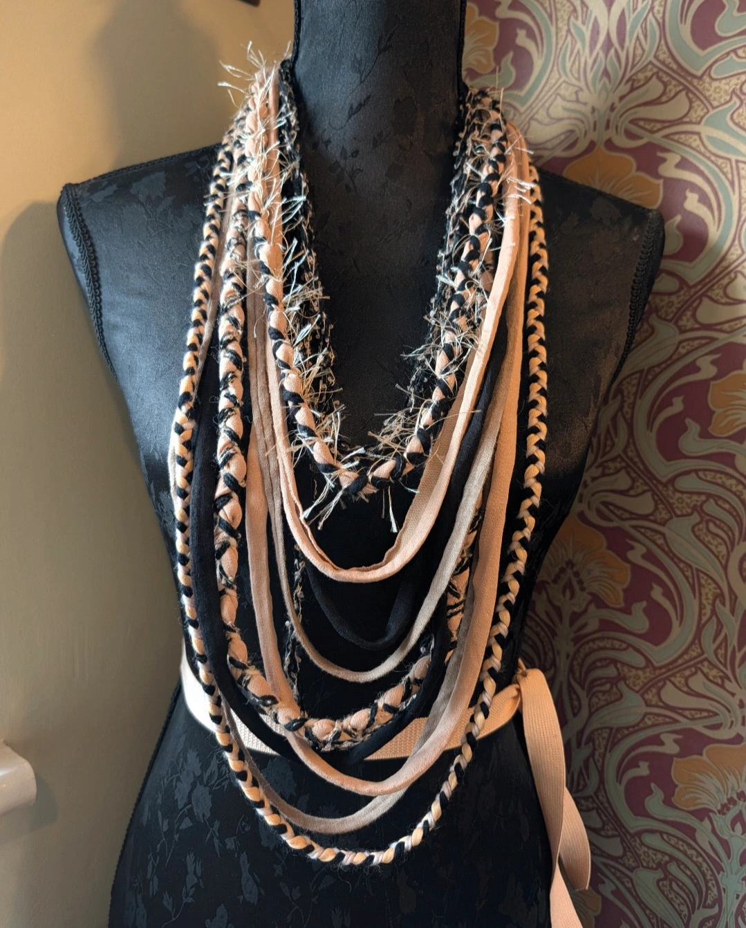 Serpentine, Handmade Witchy Boho Style Fabric Necklace