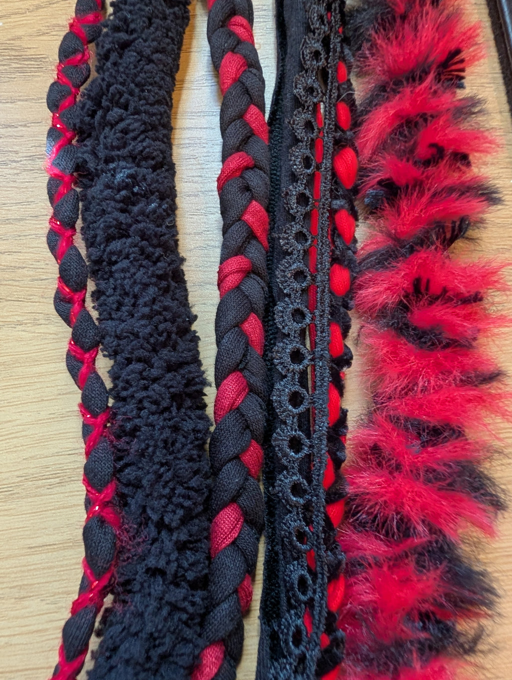 Wolfblood, Handmade Gothic accessory in Scarlet and Black fabric, Unique Necklace/Infinity Scarf