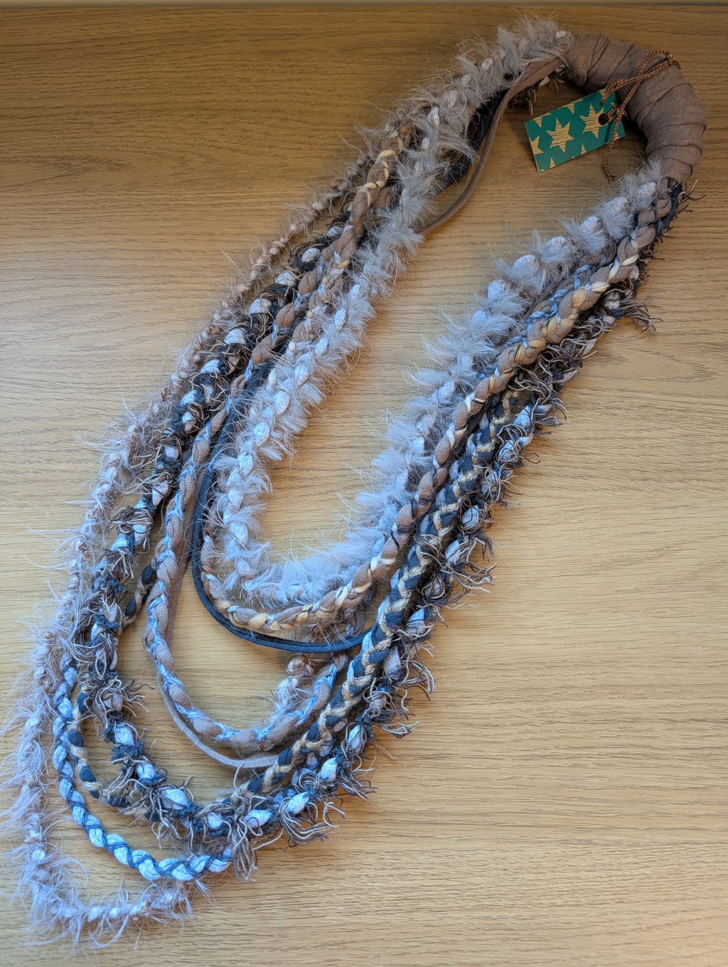Viking Lagertha Statement Piece, fabric necklace handmade, upcycled & unique
