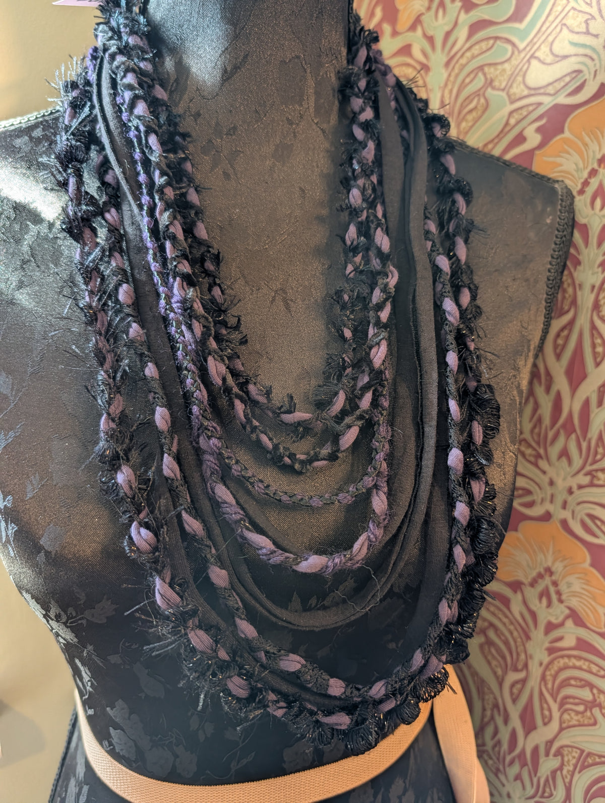 Belladonna, Beautiful Gothic Boho Style Fabric Necklace