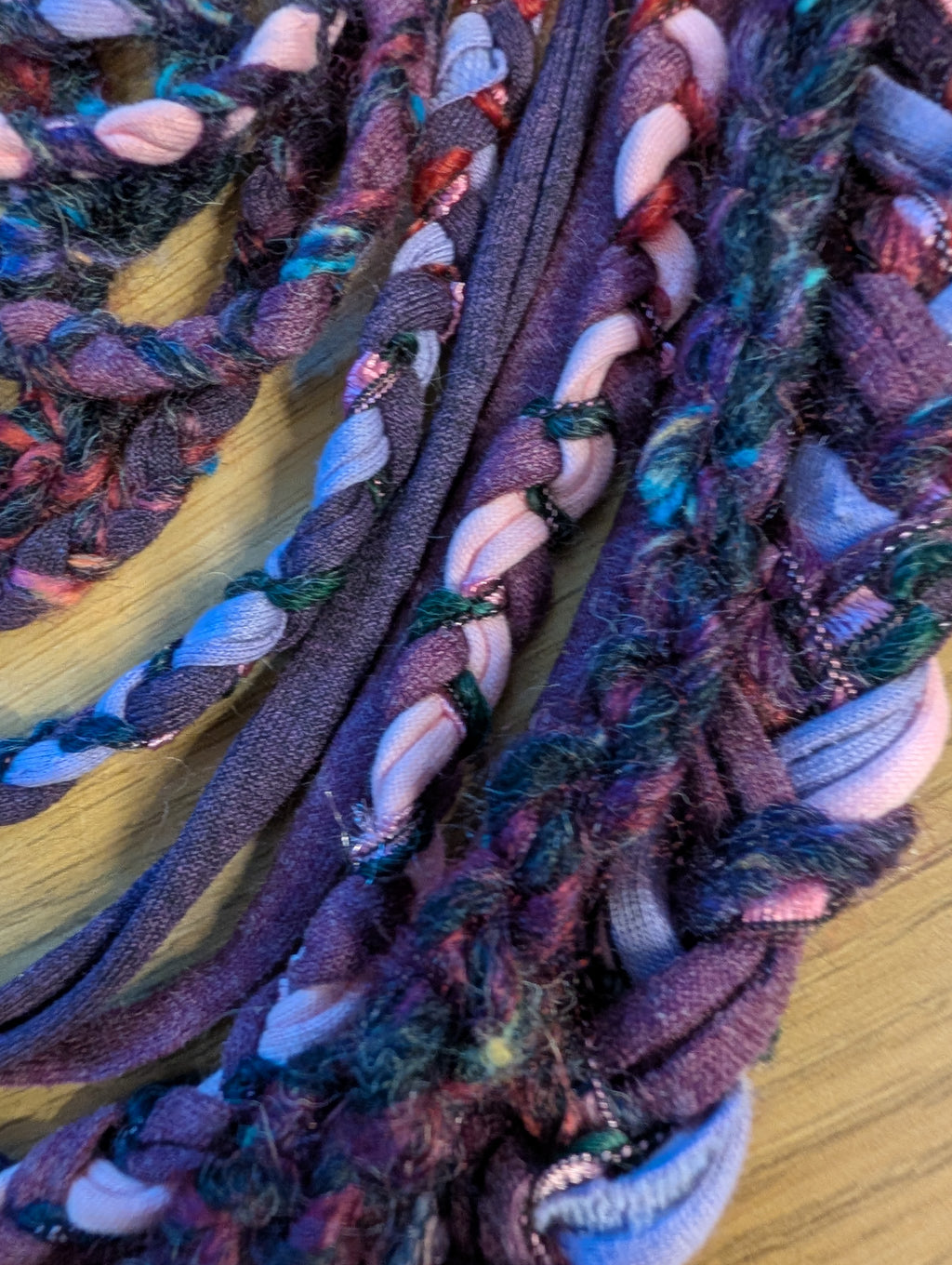 Enchanted Heather, beautiful Boho layered scarf in natural hues of purple and pink, handmade & totally unique