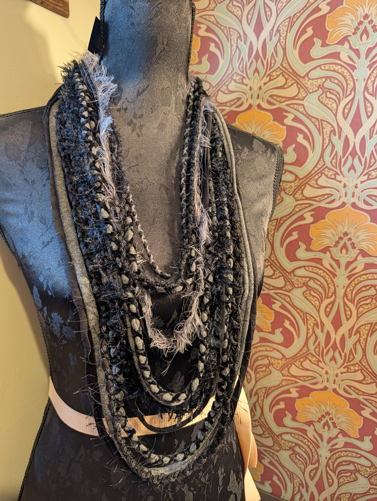 Storm Raven, Handmade Gothic necklace, unique style, grey and black colour palette
