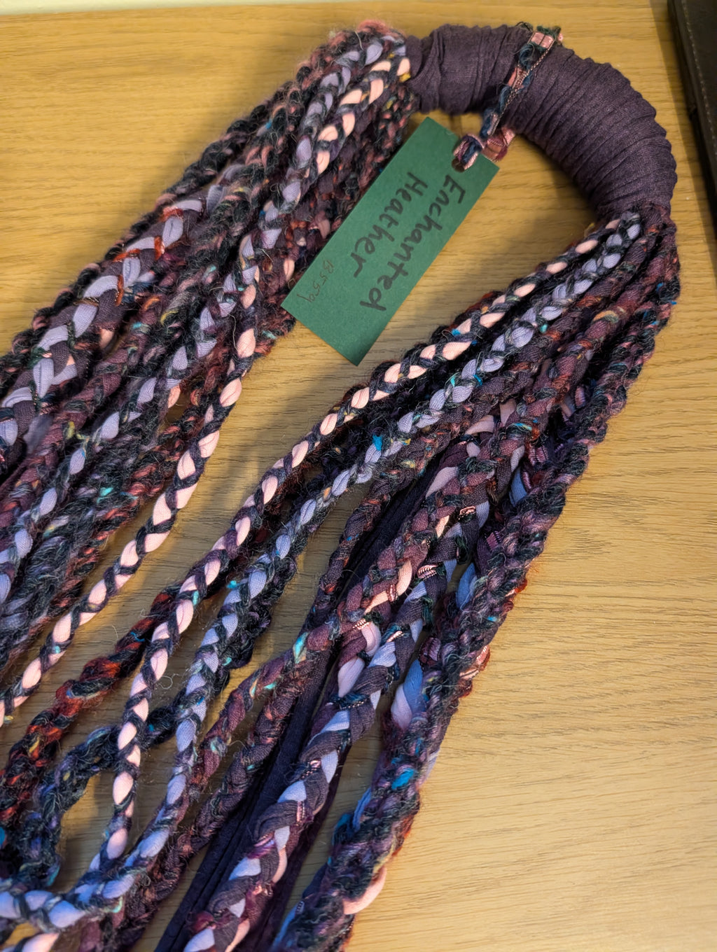 Enchanted Heather, beautiful Boho layered scarf in natural hues of purple and pink, handmade & totally unique