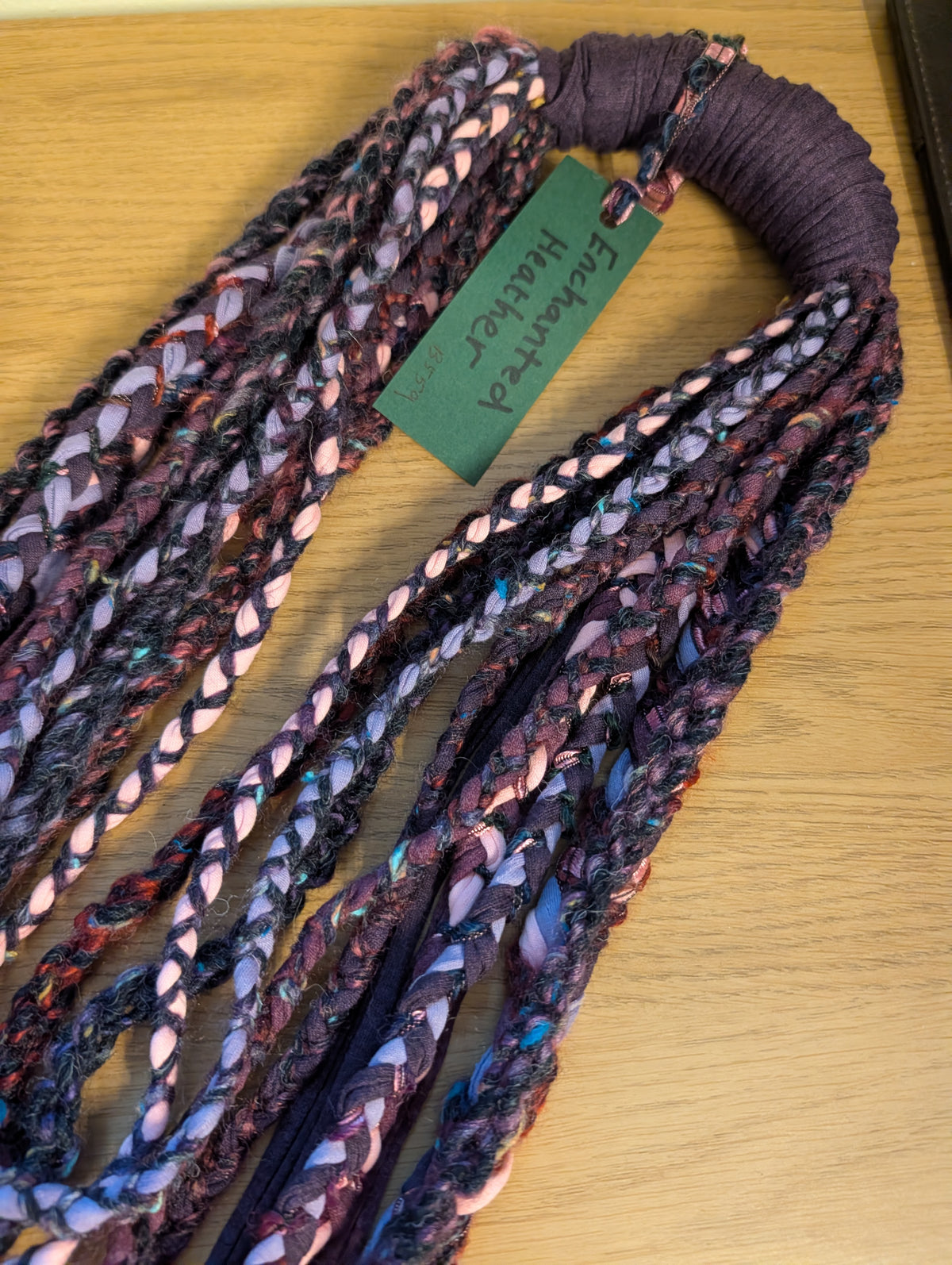 Enchanted Heather, beautiful Boho layered scarf in natural hues of purple and pink, handmade & totally unique