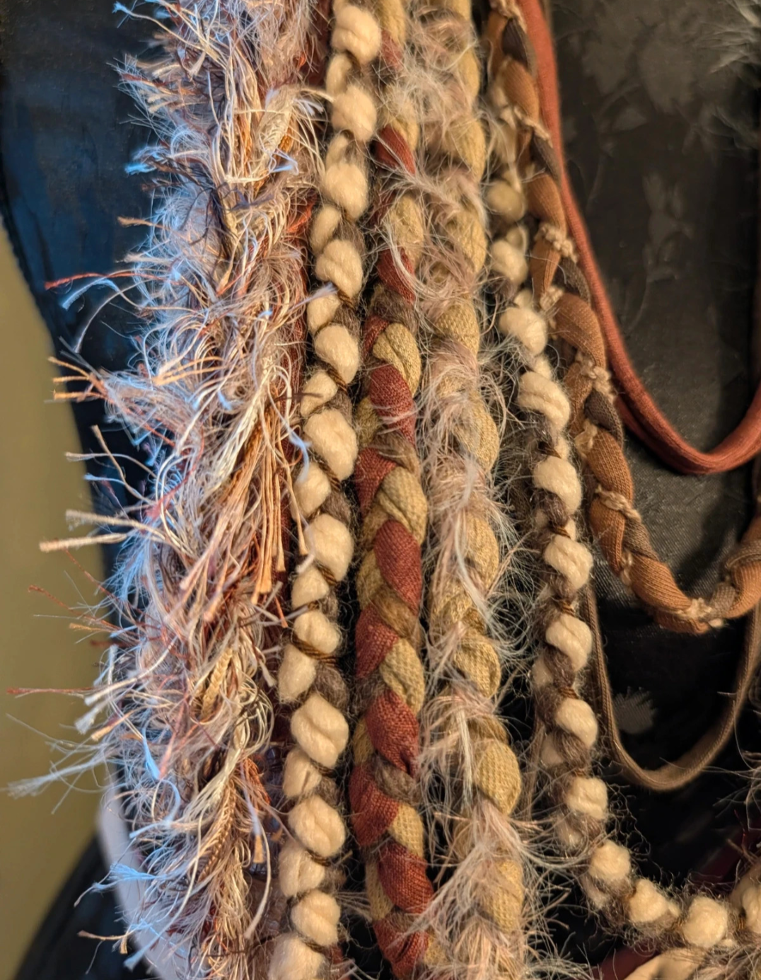 Viking Madder Root, Viking inspired fabric necklace, unique upcycled statement piece