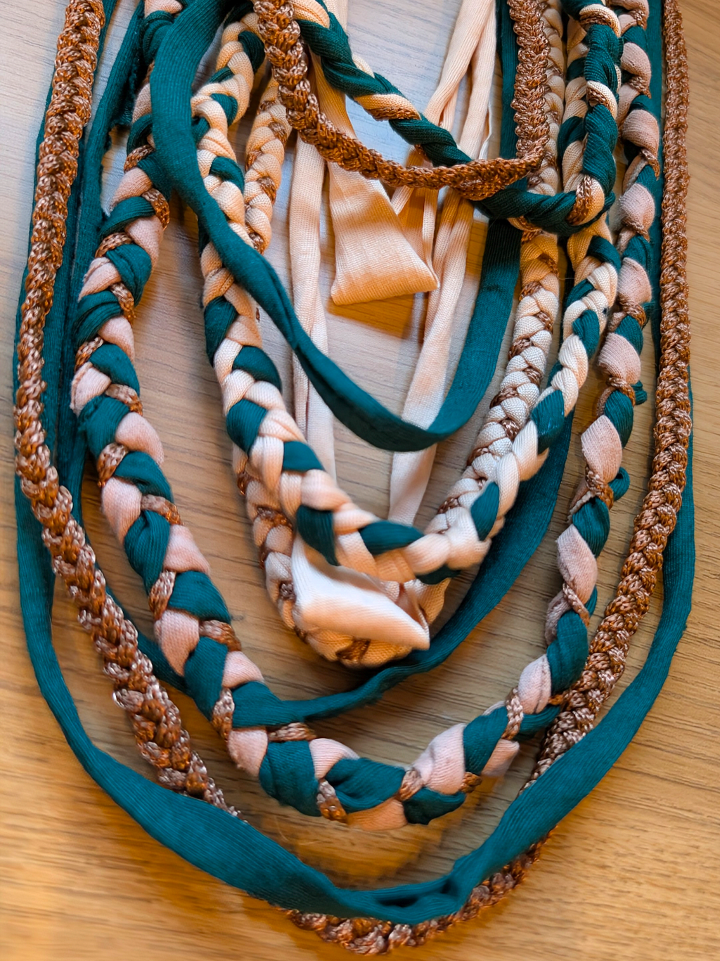 Tudor Malachite, Handmade Unique Upcycled Fabric Necklace