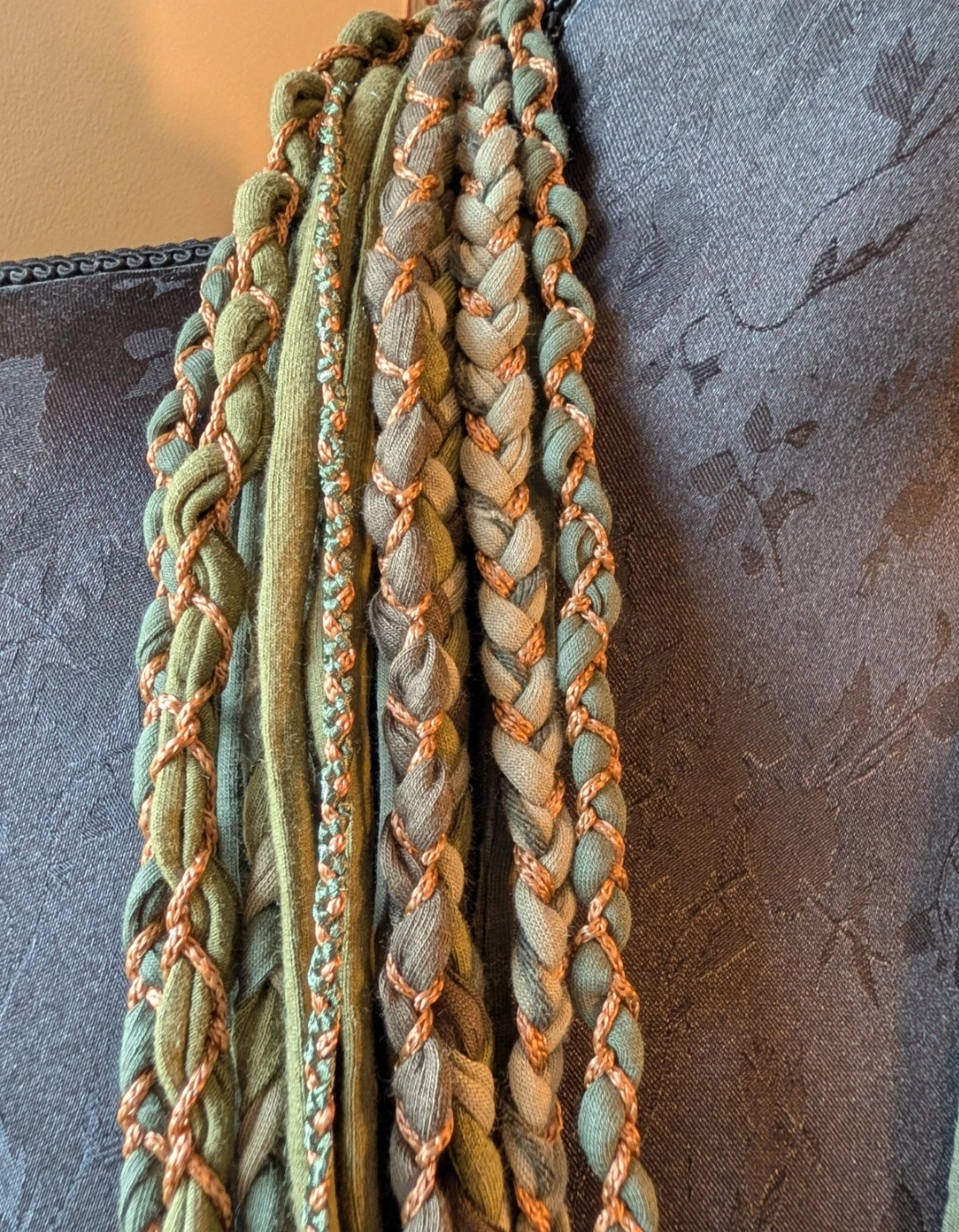 Verdigris, Boho Indie/Grunge Style infinity scarf, handmade & upcycled