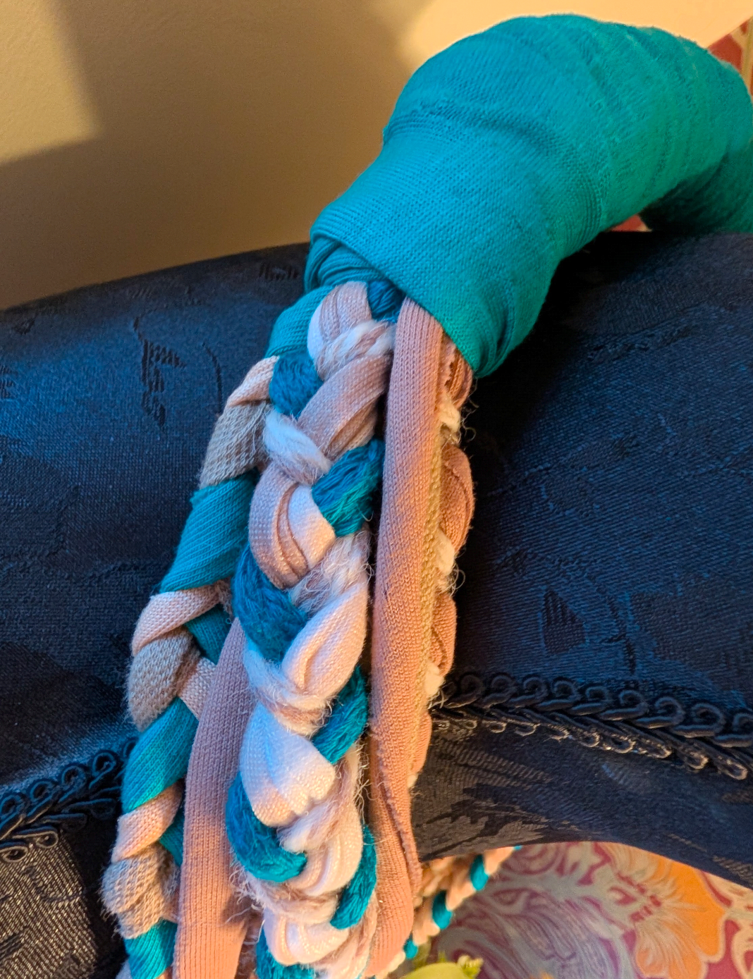 Free Spirit, Handmade Grunge/Boho Fabric Necklace in Festival Teal