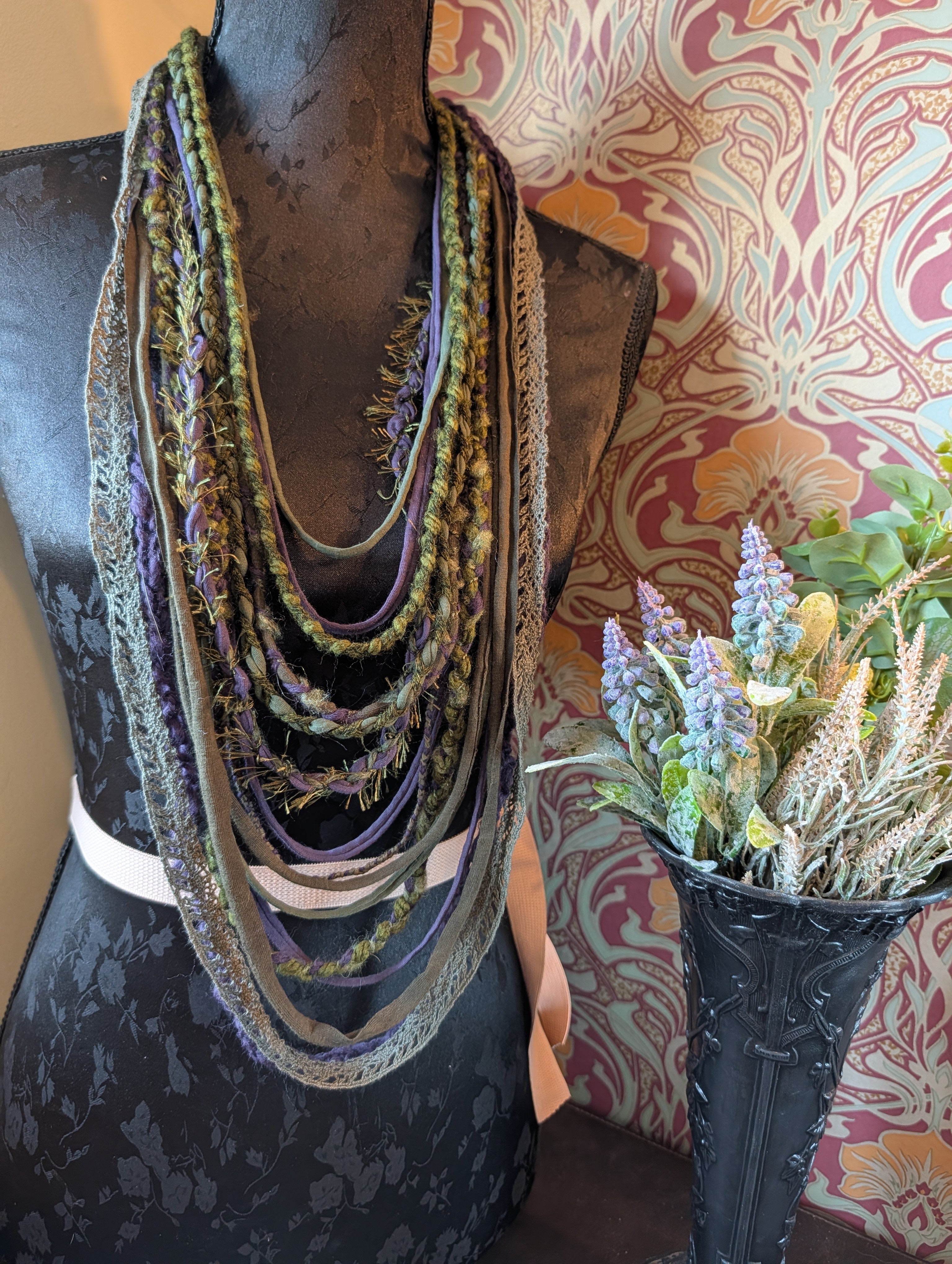 Moss & Mulberry Handmade Fabric Necklace Boho Eco Fashion